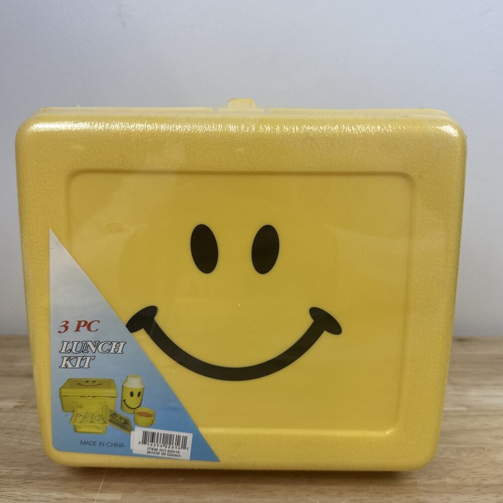 Vintage 90s Kami Collection Happy Smiley Face 3PC Lunchbox NEW SEALED RETRO NOS